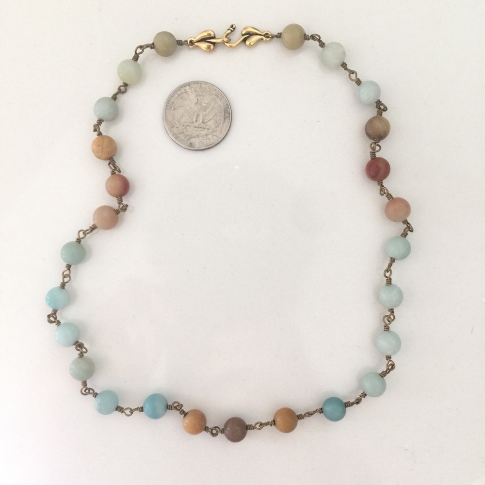 Lovely gold chain necklace with stone beads